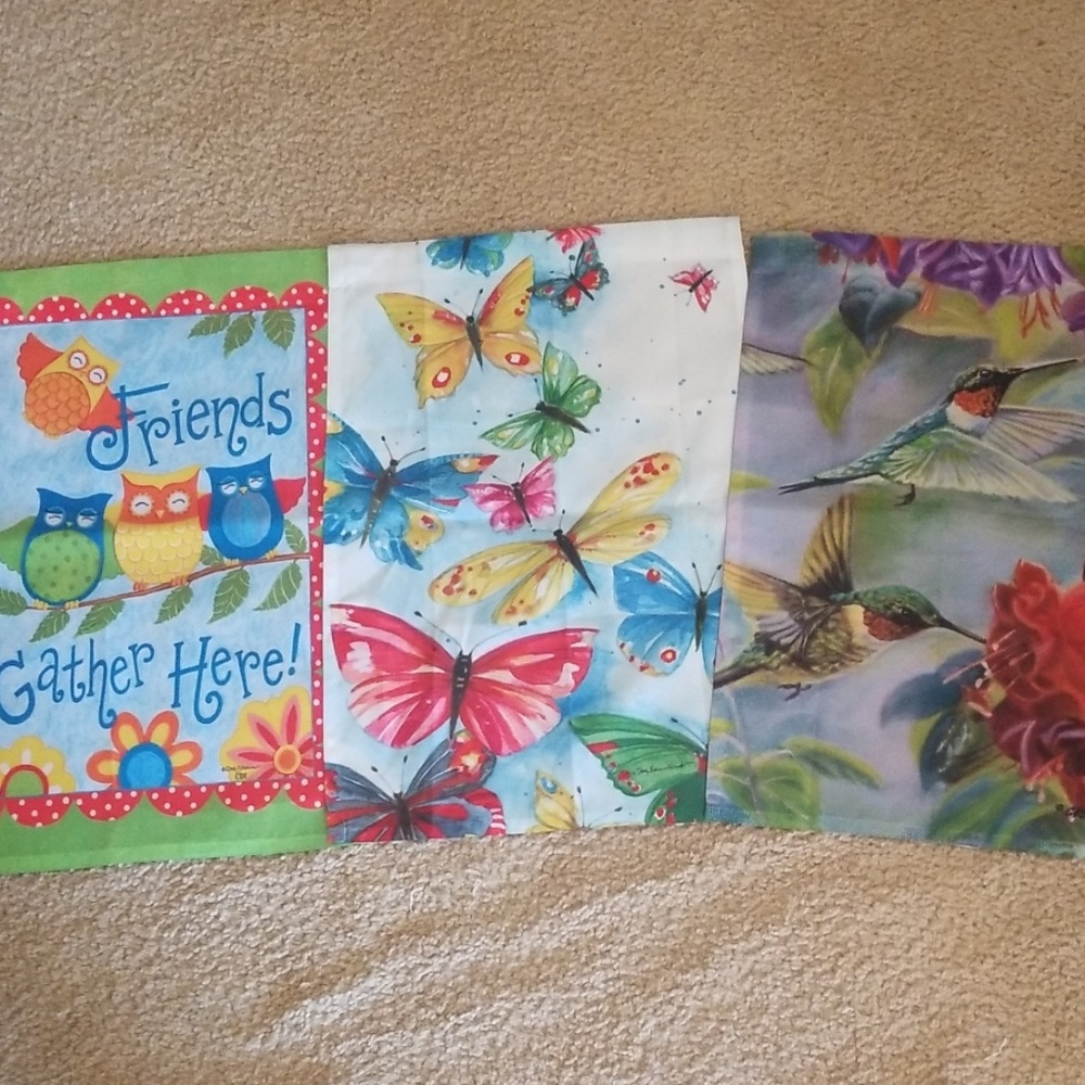 3 Small Garden Flags